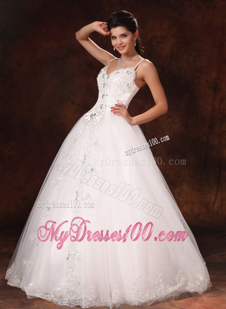 Halter Top Bridal Gown with Diamonds Bowknot and Lace Hemline