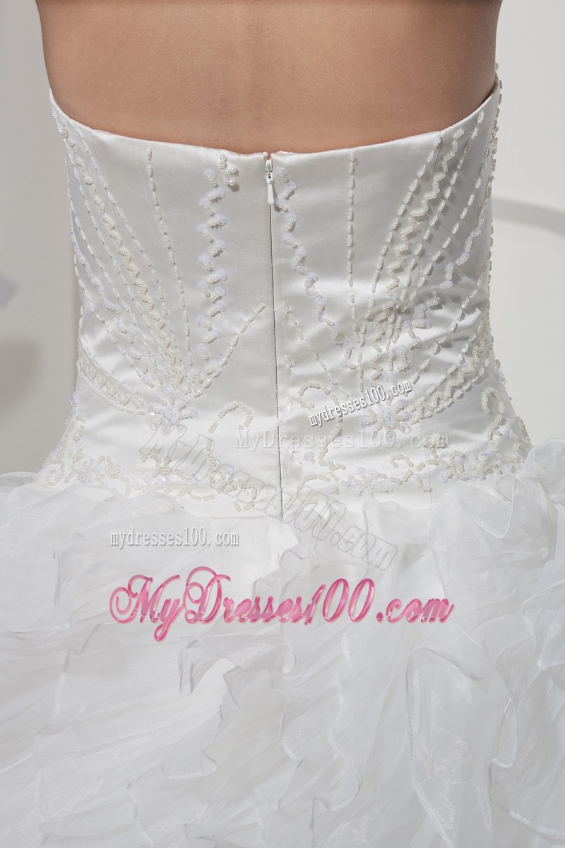 Embroideries and Diamonds Decorated Puffy Bridal Dresses with Ruffled Layers