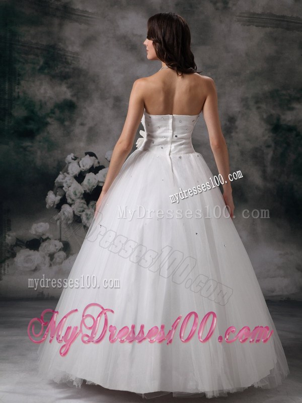 Beading and Flowers Accent Long Bridal Gown for Garden Wedding