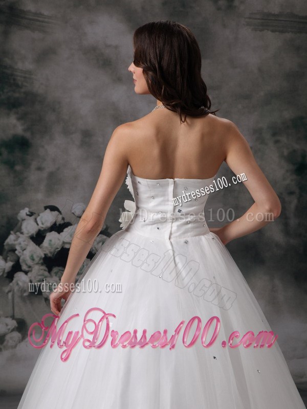 Beading and Flowers Accent Long Bridal Gown for Garden Wedding