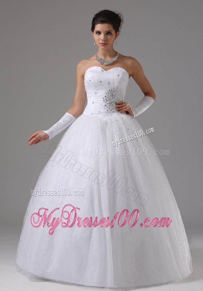 Elegant Ruching Paillettes and Beadings Ball Gown Strapless Dress for Brides