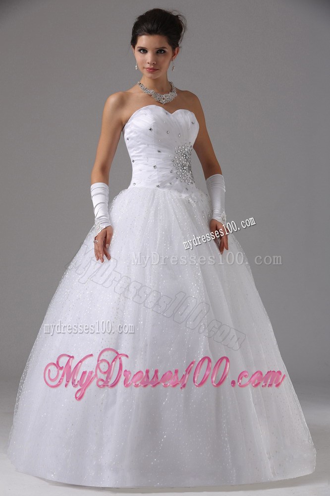 Elegant Ruching Paillettes and Beadings Ball Gown Strapless Dress for Brides