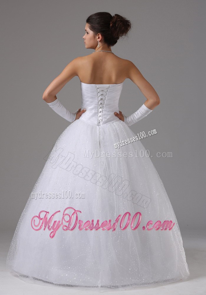 Elegant Ruching Paillettes and Beadings Ball Gown Strapless Dress for Brides
