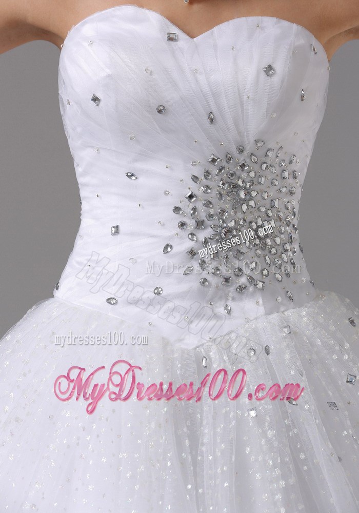 Elegant Ruching Paillettes and Beadings Ball Gown Strapless Dress for Brides
