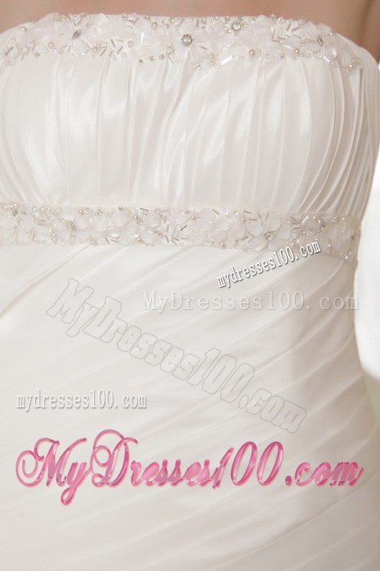 Beaded and Ruched Ball Gown Court Train Bridal Dresses Strapless