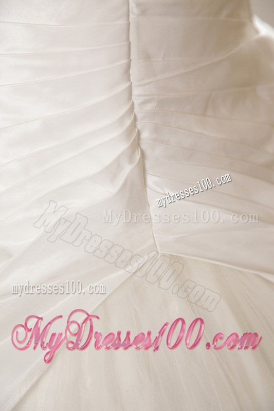 Beaded and Ruched Ball Gown Court Train Bridal Dresses Strapless