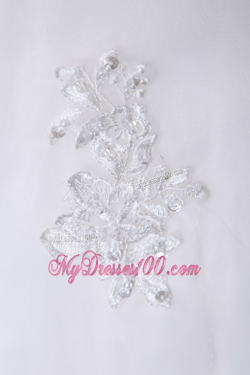 A-line Chapel Train Appliqued Bridal Gown for Garden Wedding