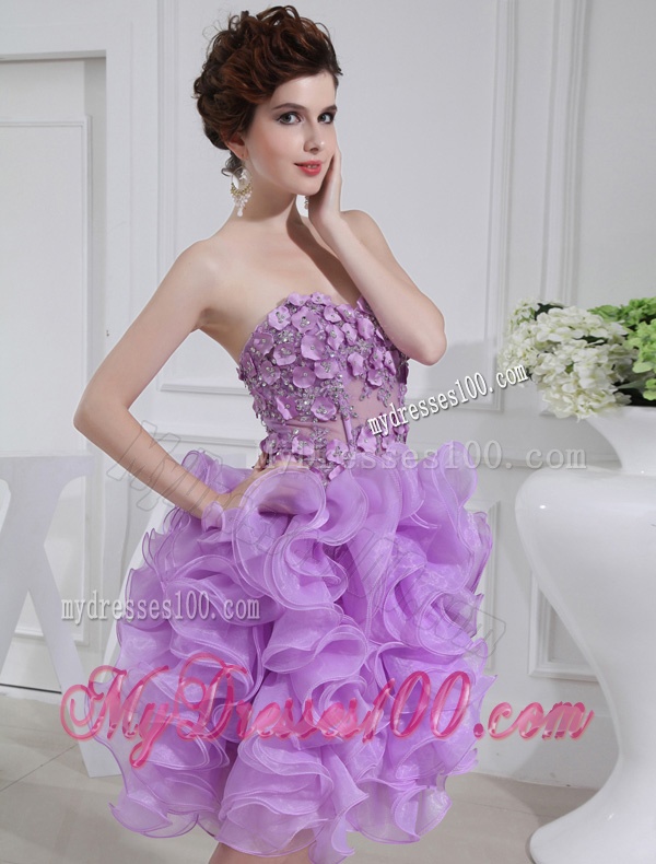 Ball Gown Sweetheart Hand Made Flower and Applique Organza Evening Dress