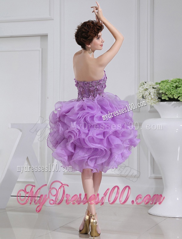 Ball Gown Sweetheart Hand Made Flower and Applique Organza Evening Dress