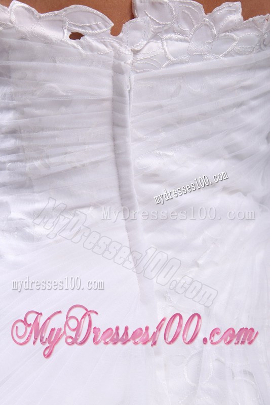 White A-Line / Princess Strapless Knee-length Lace and Tulle Ruch Prom / Homecoming Dress