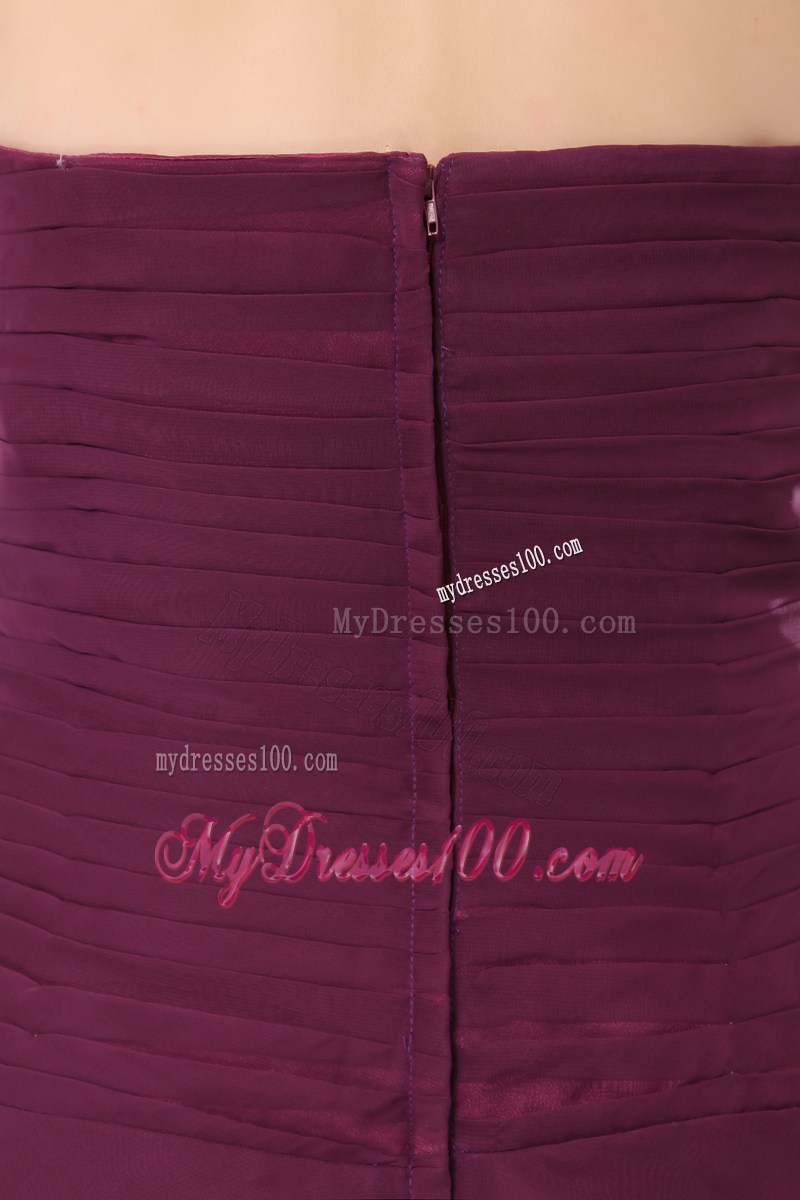 Customize Mini-length Chiffon Burgundy Prom Dresses with Ruches and Layers