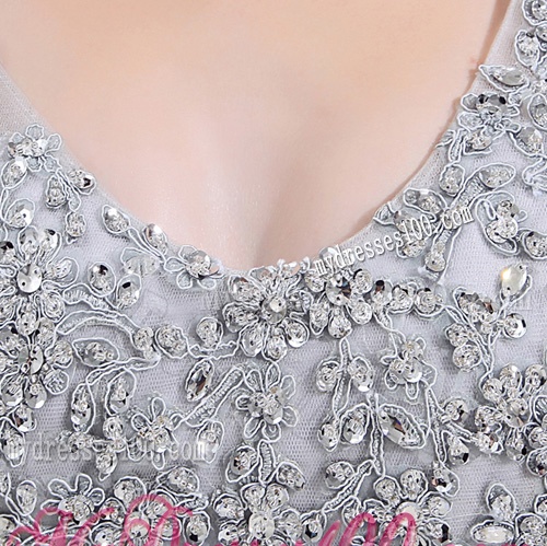 Column Square Court Train Appliques Beading Taffeta White Evening Dress