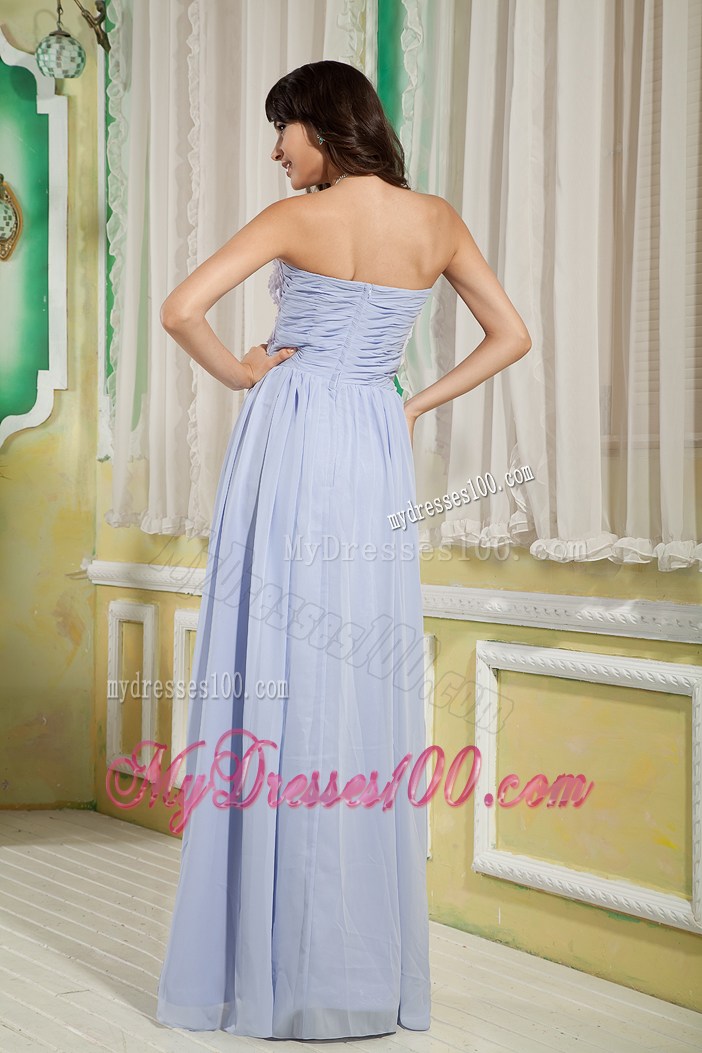 Rolling Flowers Accent on Bodice Lilac Chiffon Gowns for Prom Floor-length