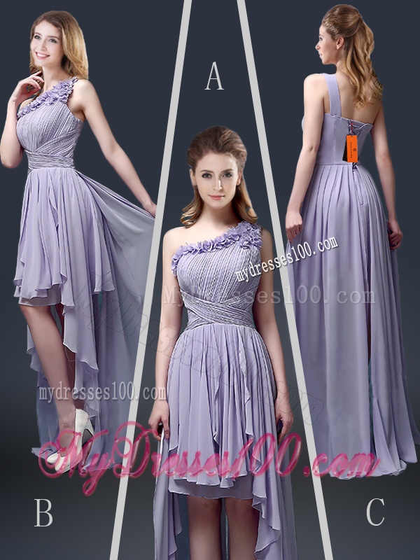 New Style One Shoulder High Low Ruffles Evening Dresses