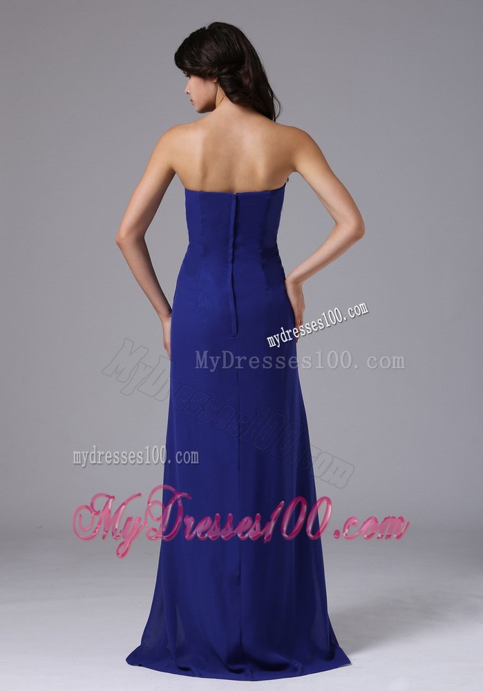 Strapless Sleeveless Floor-length Chiffon Prom Gown with Beading and Ruches