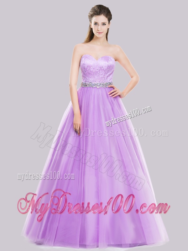 Popular A Line Lilac Evening Dress with Beading and Lace