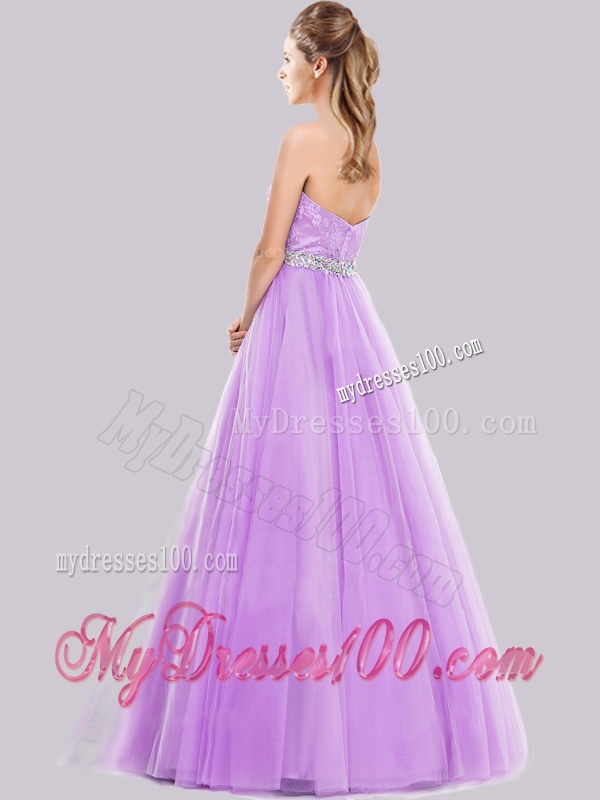 Popular A Line Lilac Evening Dress with Beading and Lace