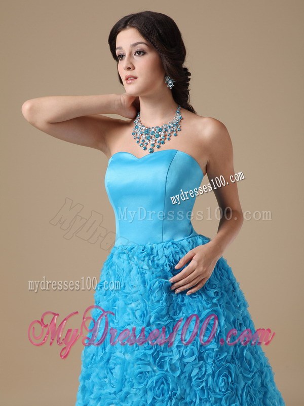 Teal A-line Prom Dress with Special Embossed Fabric of Floor-length