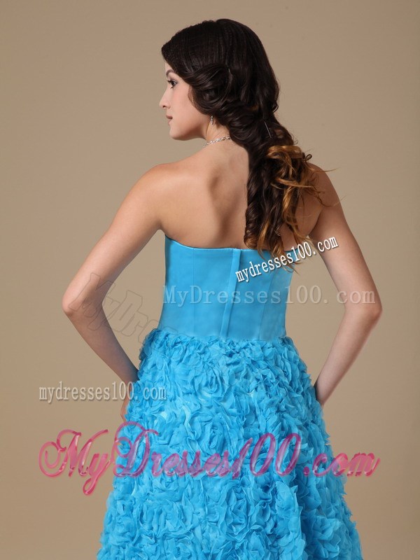 Teal A-line Prom Dress with Special Embossed Fabric of Floor-length