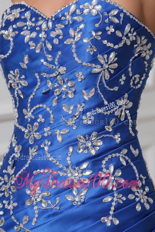 Sexy Mermaid Sweetheart Floor-length Blue Taffeta Evening Dress with Beading