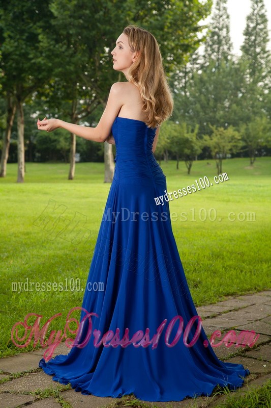 Noble Sweetheart Strapless Brush Train Chiffon Gowns for Prom in Vogue