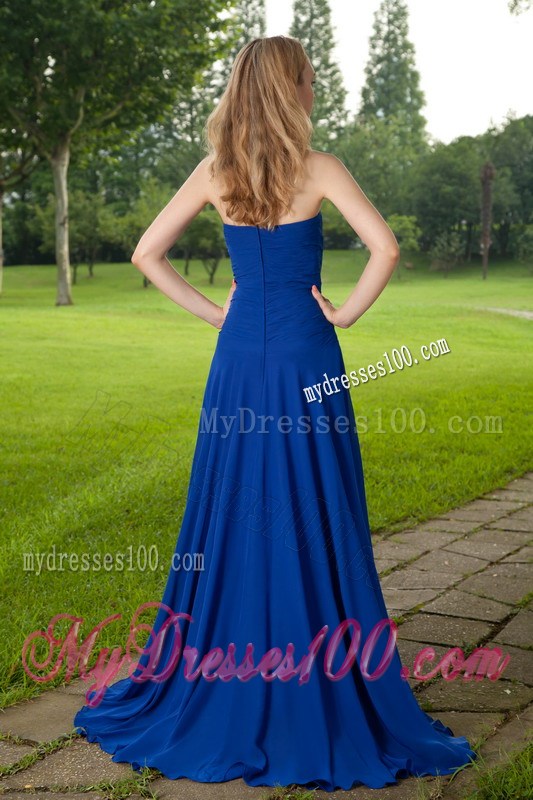 Noble Sweetheart Strapless Brush Train Chiffon Gowns for Prom in Vogue
