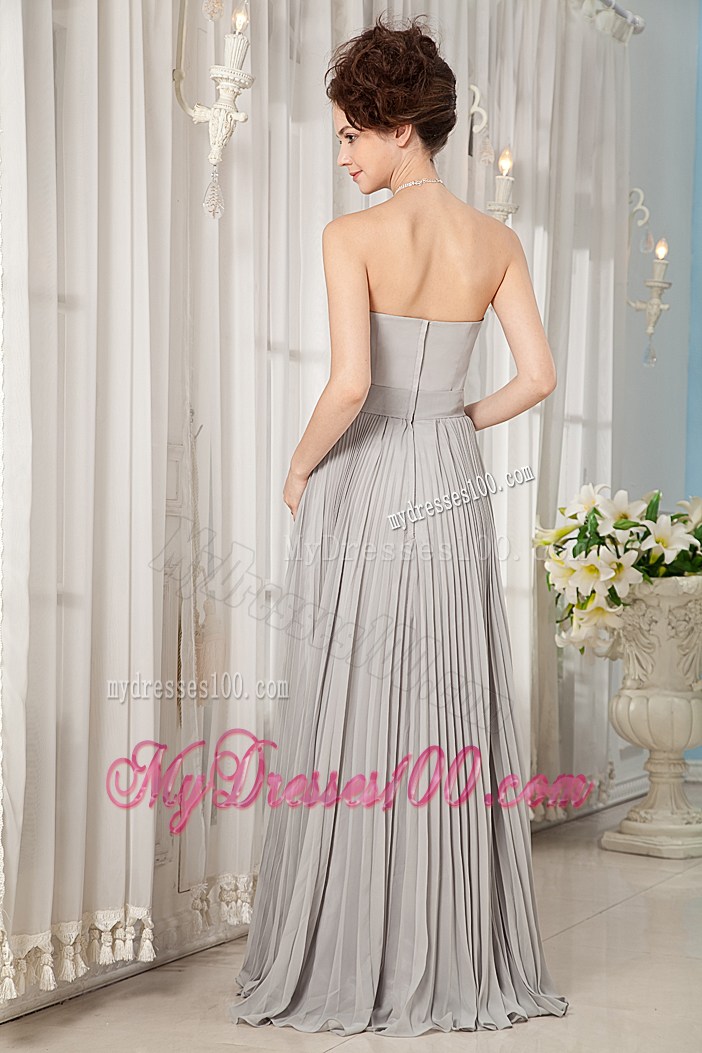 Strapless Brush Train Ruched Prom Gown in Grey Chiffon Empire 2013