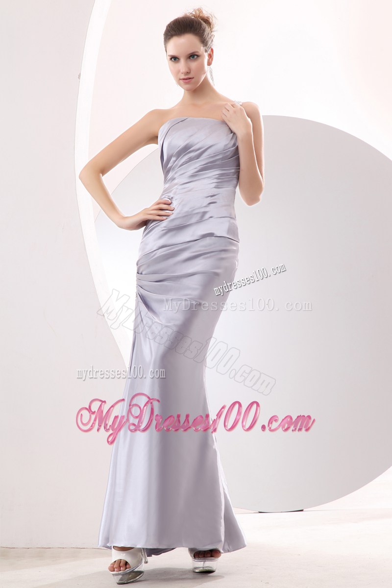 Discount Sliver Column Strapless Ruch Prom / Evening Dress Ankle-length Taffeta