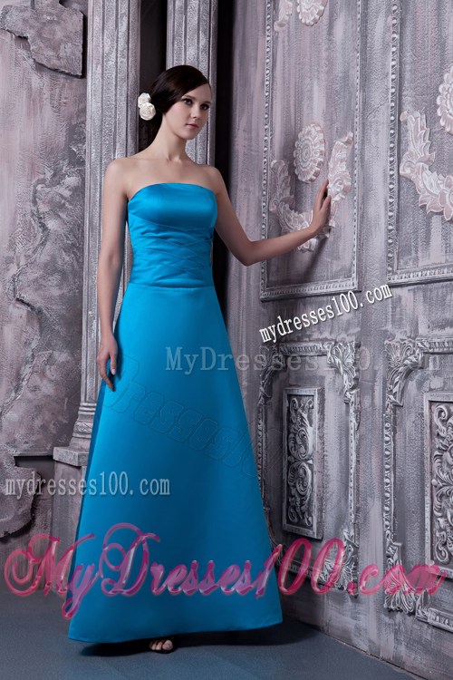 Simple Sky Blue Princess Floor-length Satin Gowns for Prom with Lace-up