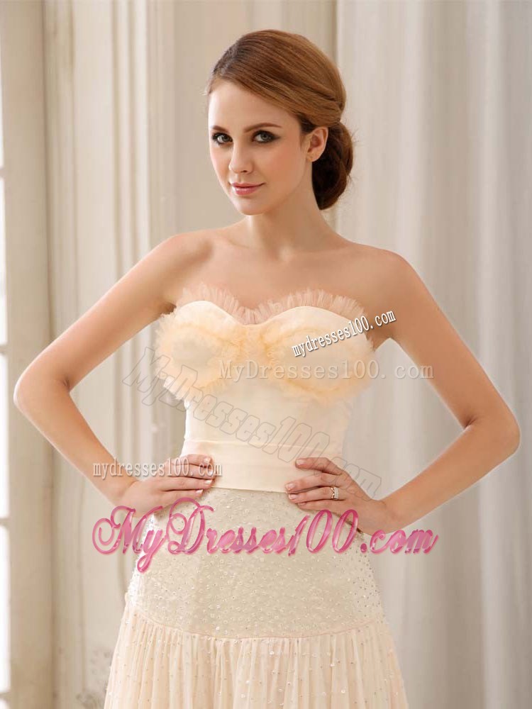 Sweetheart Strapless Floor-length Empire Prom Dresses in Champagne Chiffon