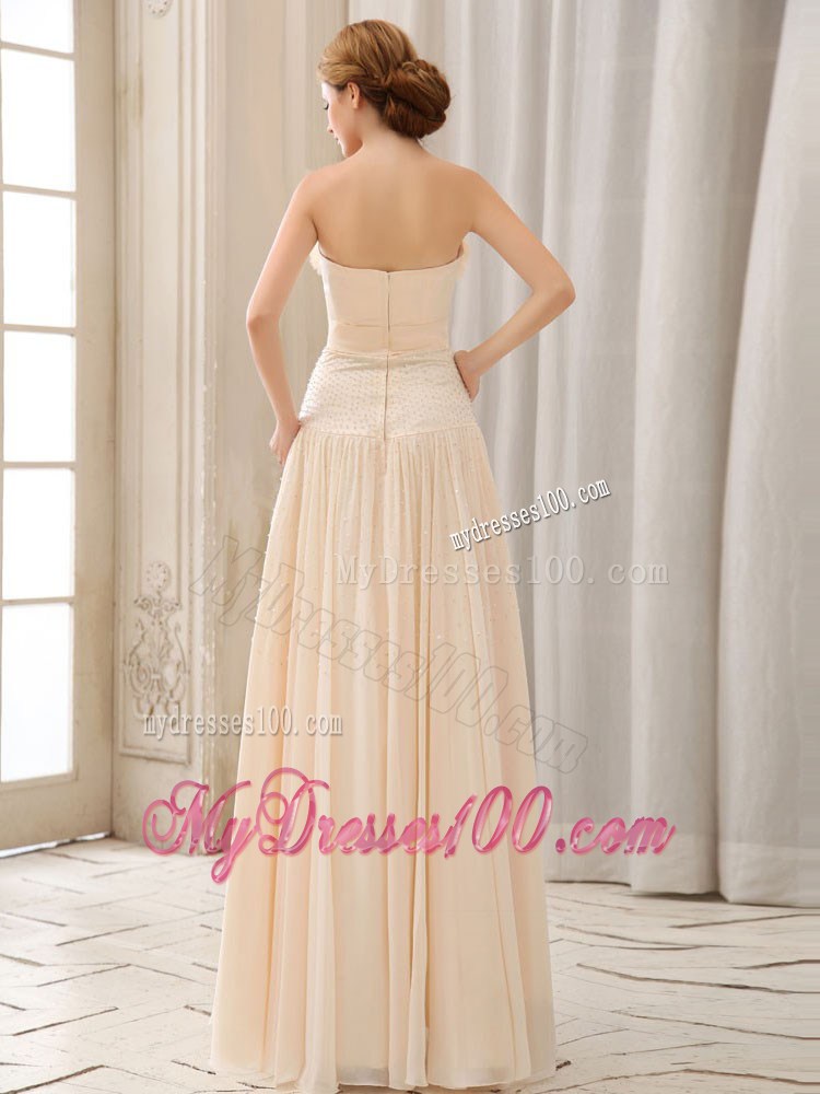 Sweetheart Strapless Floor-length Empire Prom Dresses in Champagne Chiffon