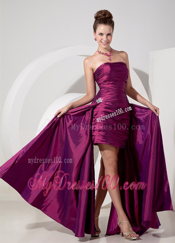 Special Style Fuchsia Floor-length Prom Dress with Ruches and Appliques