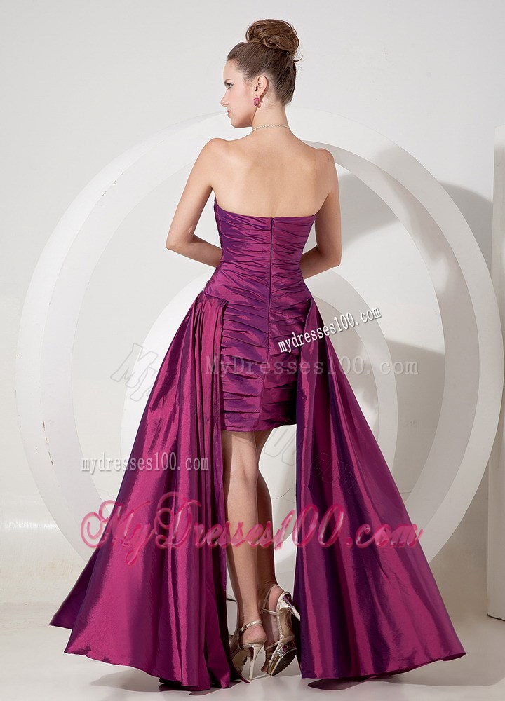 Special Style Fuchsia Floor-length Prom Dress with Ruches and Appliques