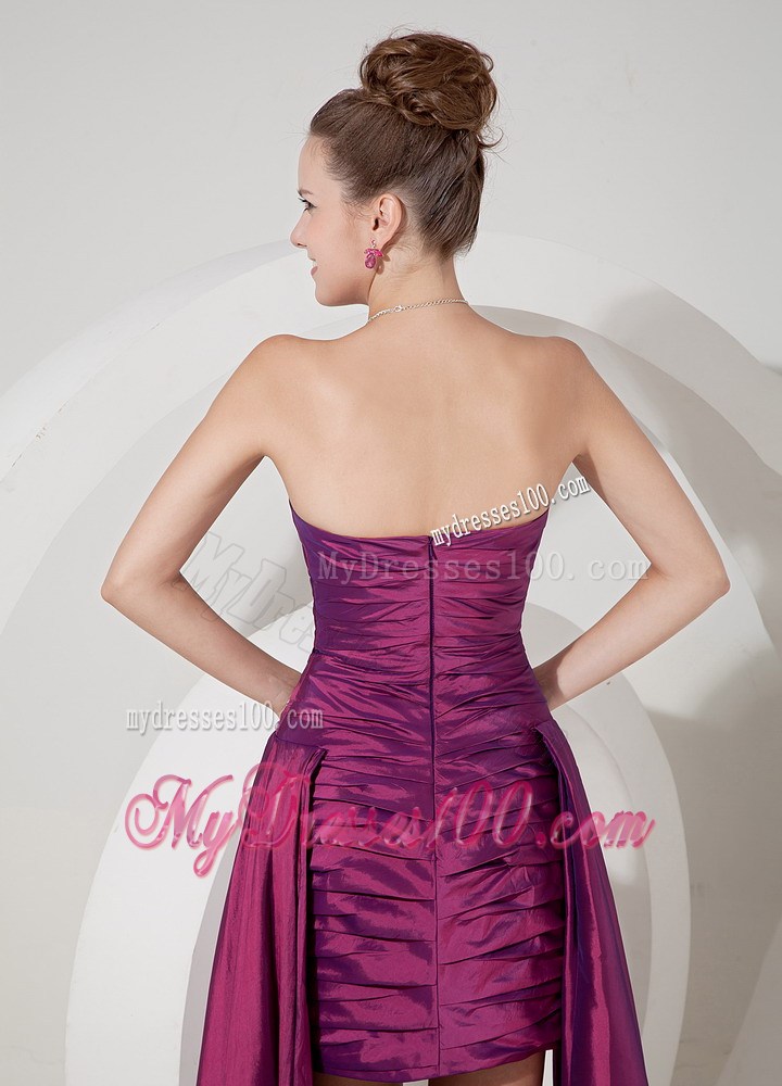Special Style Fuchsia Floor-length Prom Dress with Ruches and Appliques
