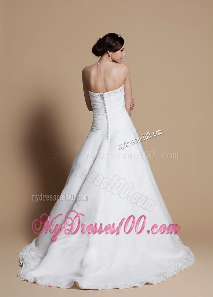 2016 A Line Wedding Dresses with Beading and Appliques