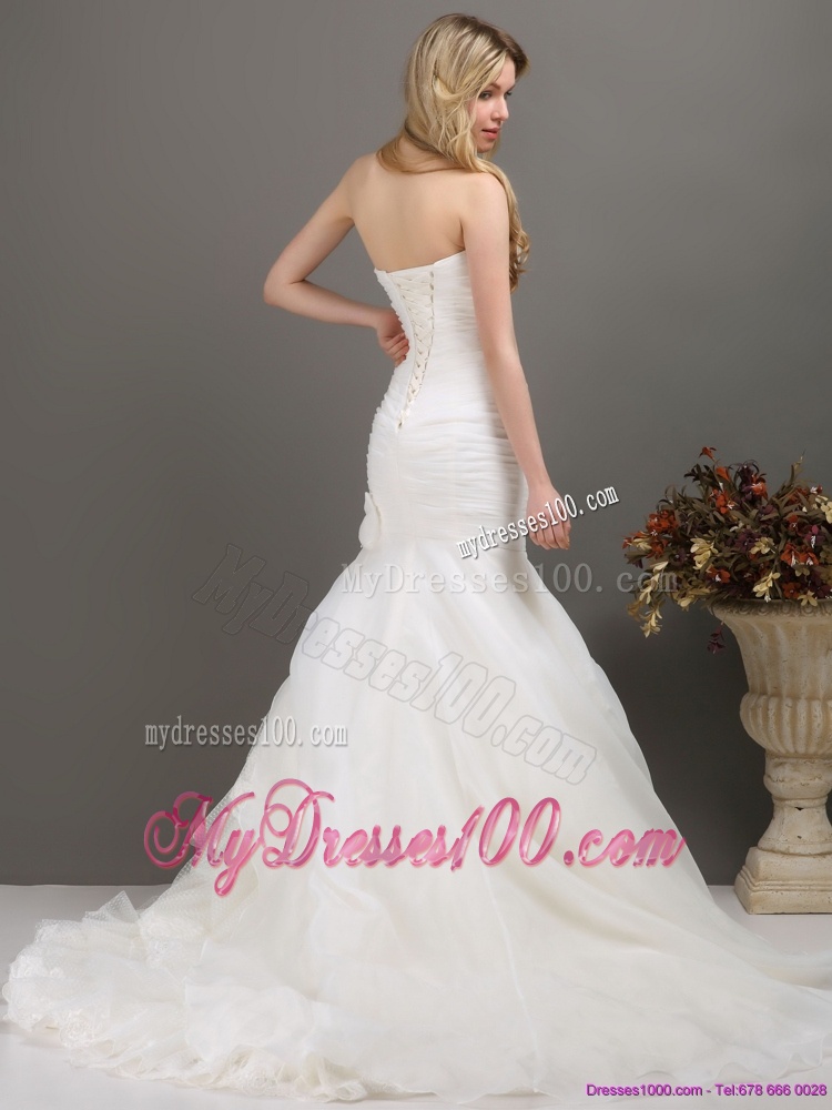 2016 Decent Strapless Wedding Dress with Ruching and Ruffles
