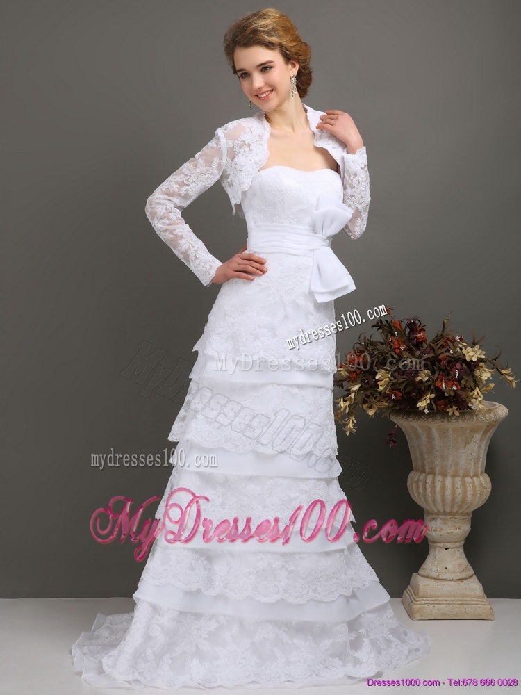 2016 Elegant Sweetheart Wedding Dress with Lace and Bowknot