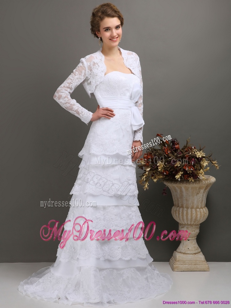 2016 Elegant Sweetheart Wedding Dress with Lace and Bowknot