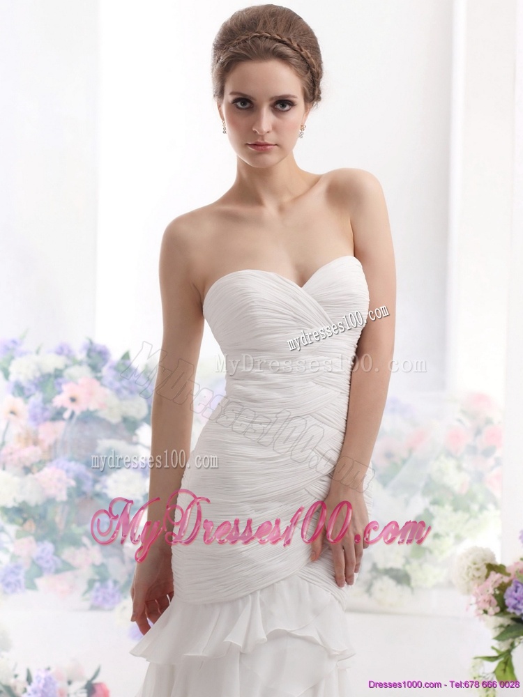 2016 Elegant Sweetheart Wedding Dress with Ruching and Ruffled Layers