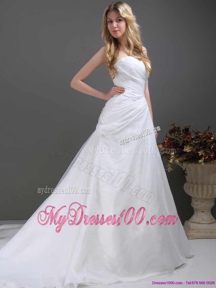 2016 Popular Ruching and Beading Wedding Dress