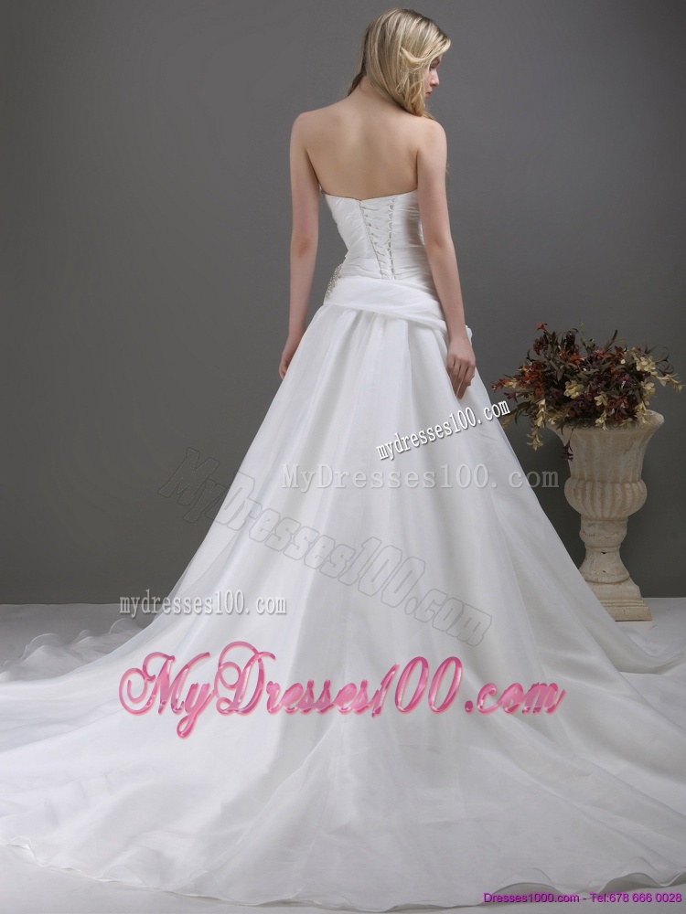 2016 Popular Ruching and Beading Wedding Dress