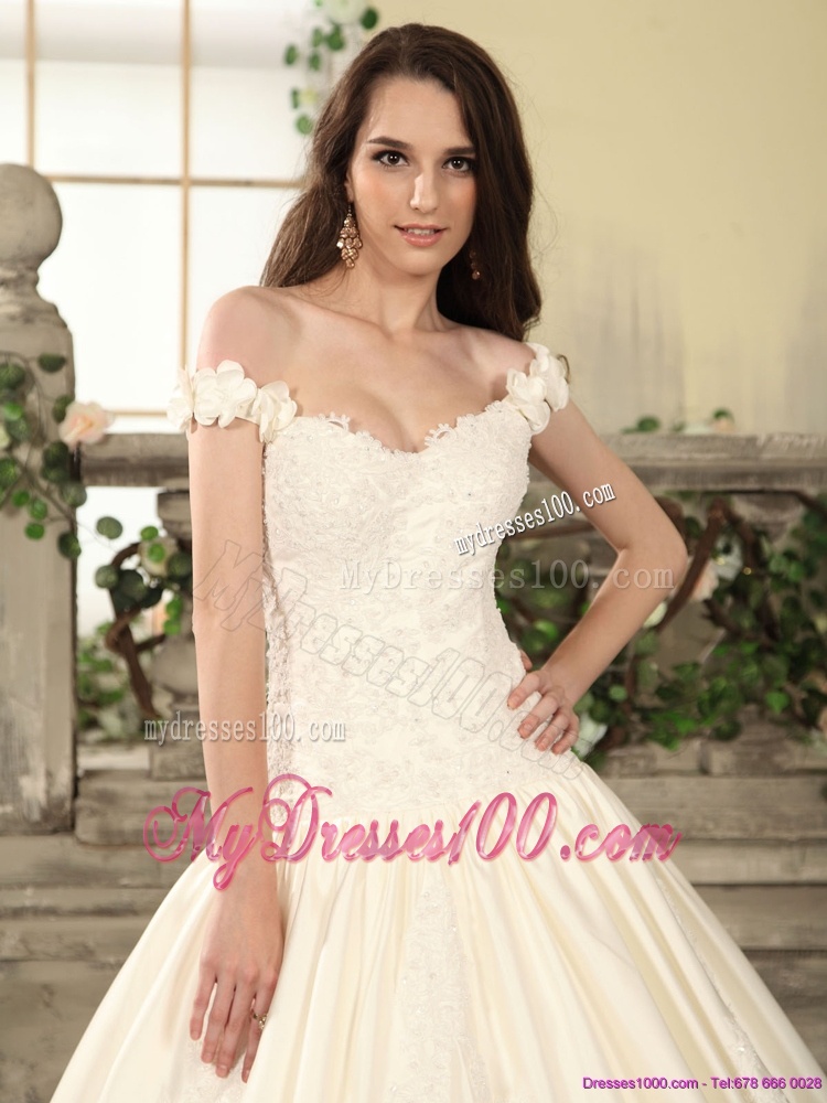 2016 The Super Hot Off The Shoulder Lace Wedding Dress with Floor Length