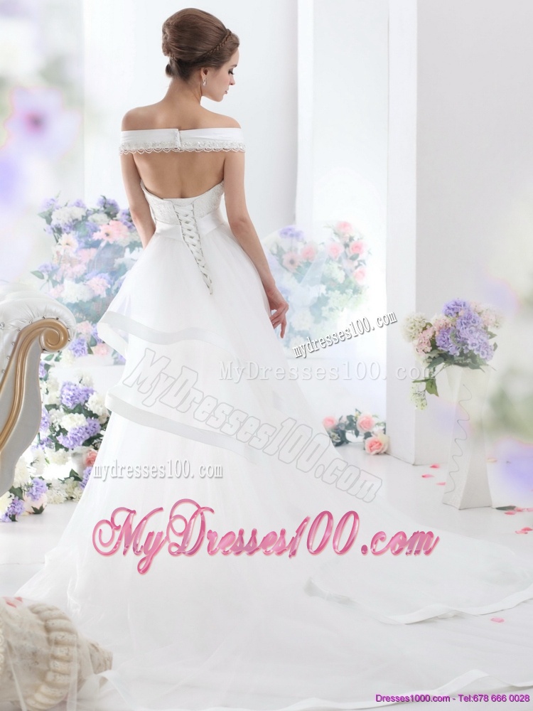 2016 The Super Hot Off the Shoulder Beading Wedding Dress