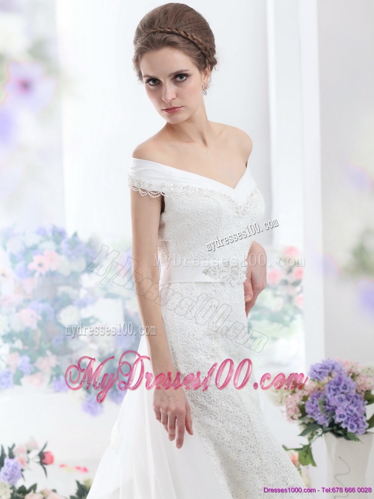 2016 The Super Hot Off the Shoulder Beading Wedding Dress