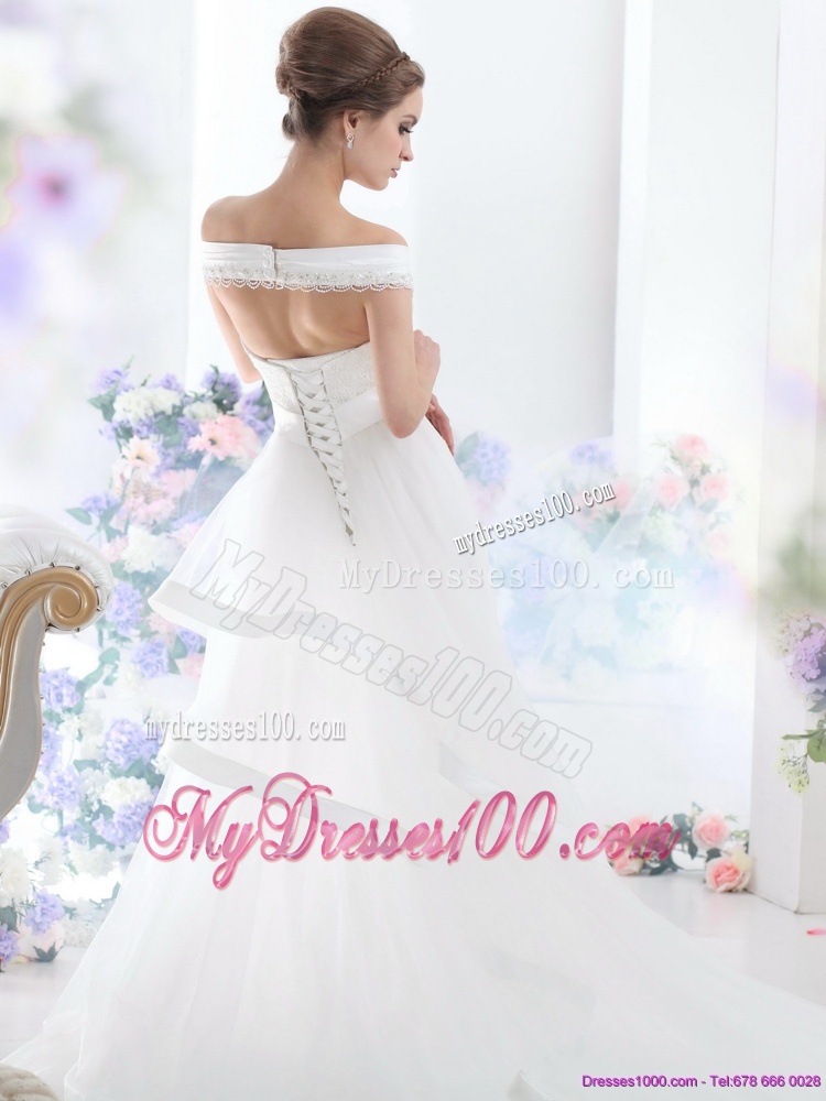 2016 The Super Hot Off the Shoulder Beading Wedding Dress