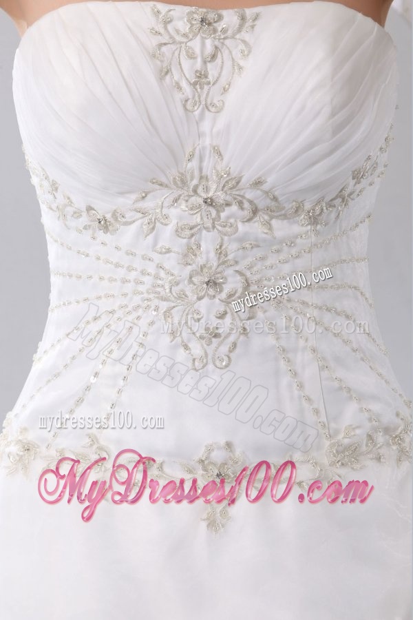 Ball Gown Strapless Beading Zipper Up Organza Wedding Dress
