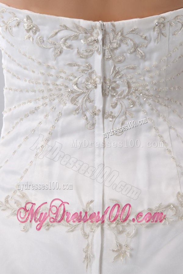 Ball Gown Strapless Beading Zipper Up Organza Wedding Dress