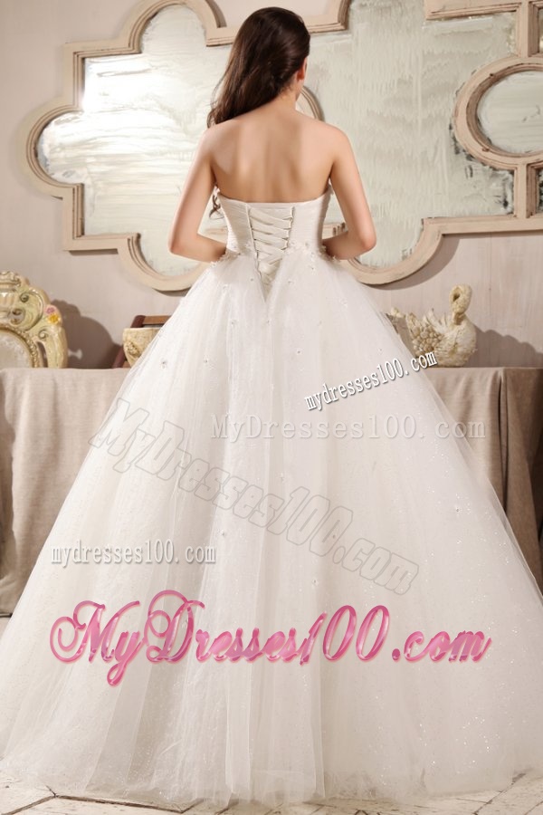 Beaded Decorate Sweetheart Ball Gown Wedding Dress with Sequins