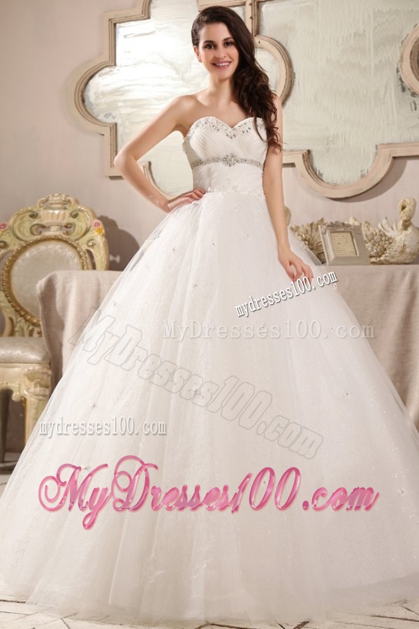 Beaded Decorate Sweetheart Ball Gown Wedding Dress with Sequins