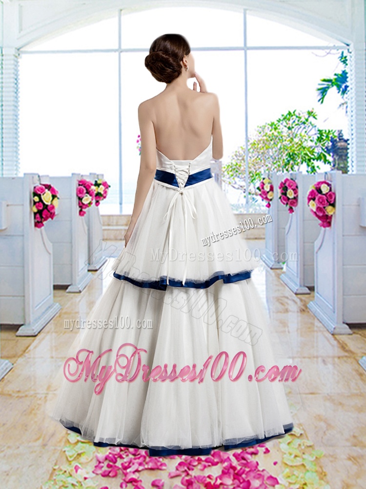 Classical A Line Strapless Bridal Gowns with Belt
